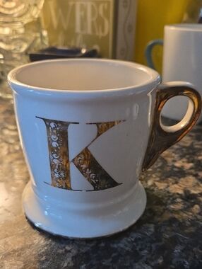 Anthropologie Gold Monogram K Mug Coffee Tea